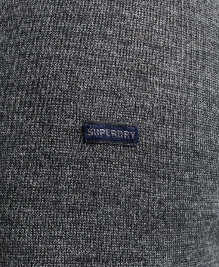 メリノクルーネックセーター 男性 Superdry 衣類 濃い灰色 2J62PZ1257