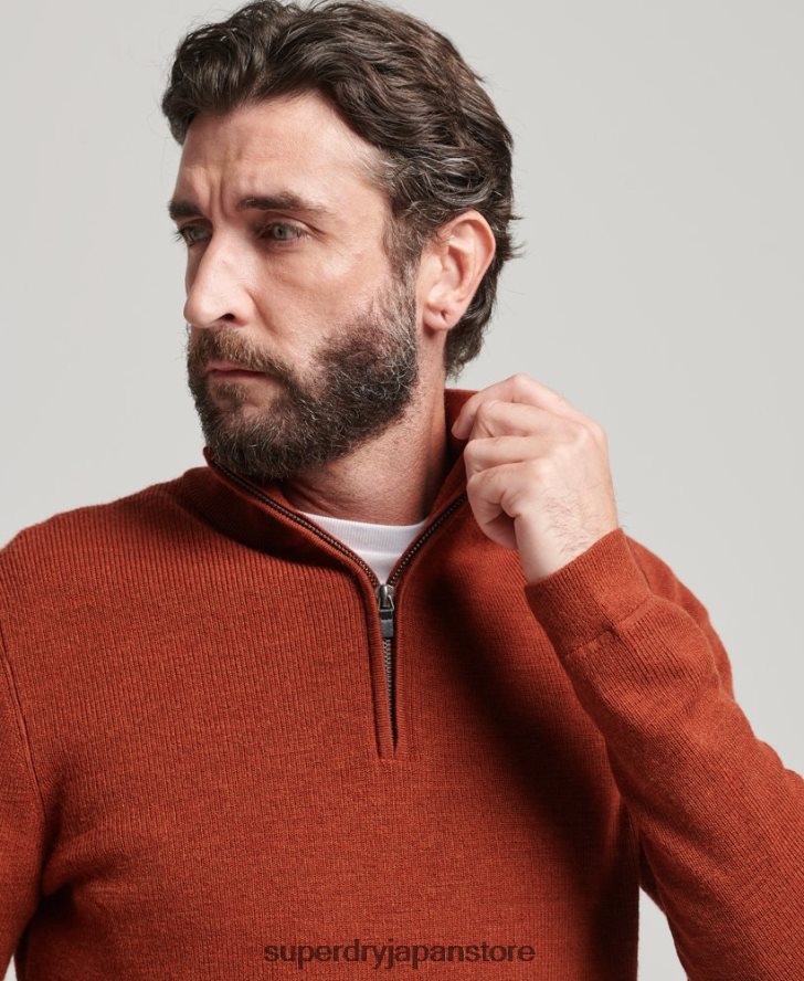 メリノハーフジップジャンパー 男性 Superdry 衣類 茶色 2J62PZ1258