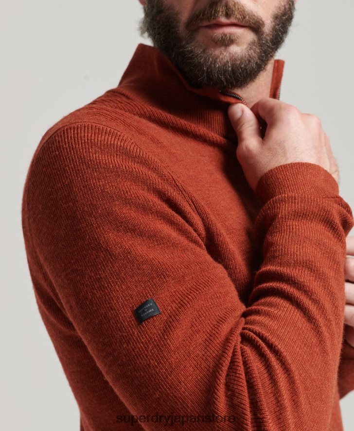 メリノハーフジップジャンパー 男性 Superdry 衣類 茶色 2J62PZ1258