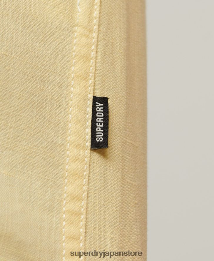 オーガニックコットンリネン半袖シャツ 男性 Superdry 衣類 黄色 2J62PZ125