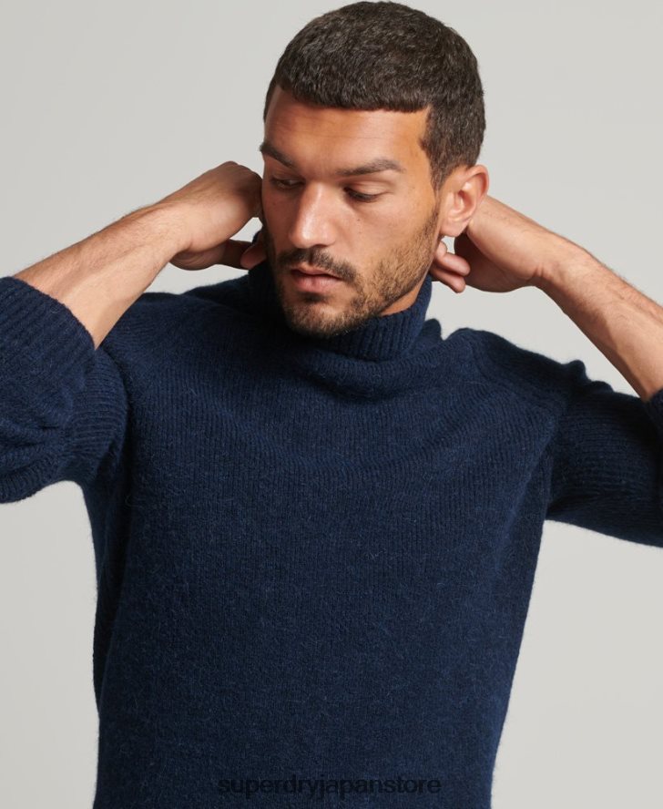 アルパカチャンキーロールネックセーター 男性 Superdry 衣類 海軍 2J62PZ1262