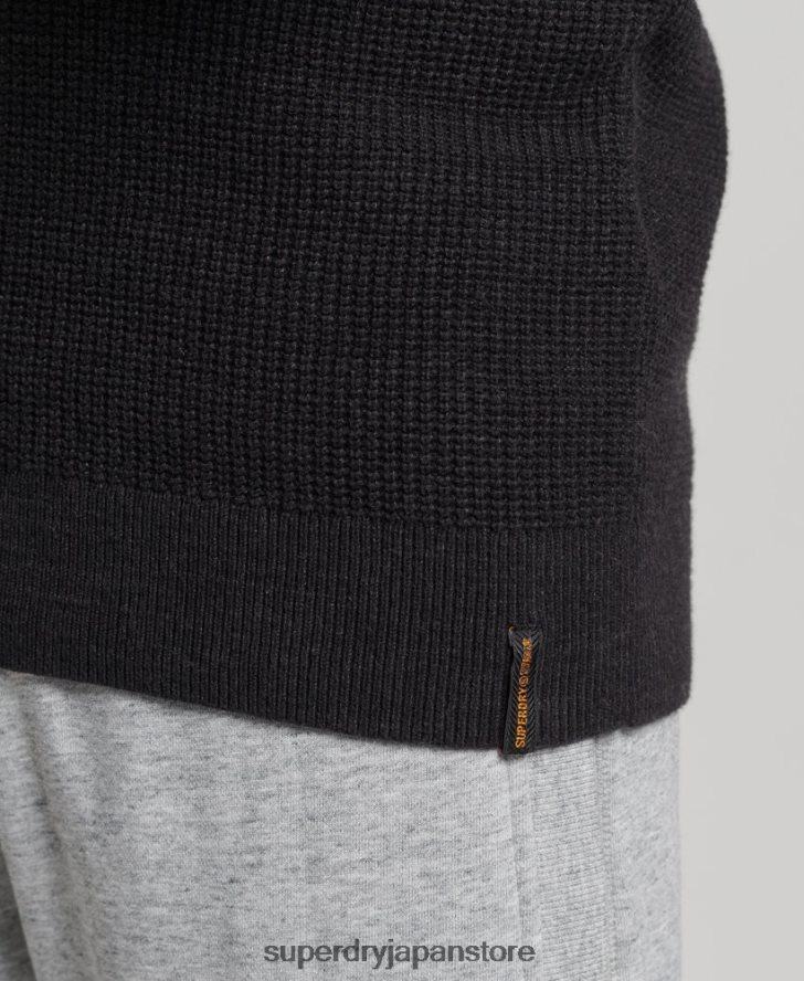 ヴィンテージ テクスチャー クルーニット セーター 男性 Superdry 衣類 黒 2J62PZ1264