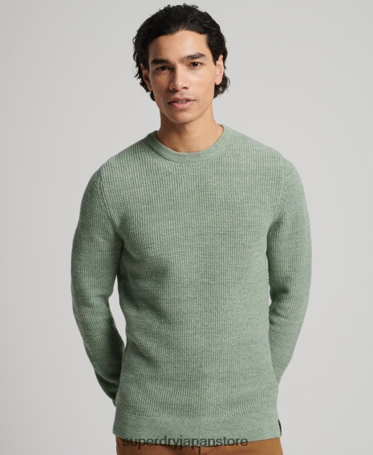 ヴィンテージ テクスチャー クルーニット セーター 男性 Superdry 衣類 緑 2J62PZ1265