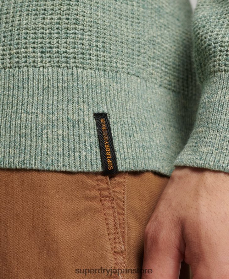 ヴィンテージ テクスチャー クルーニット セーター 男性 Superdry 衣類 緑 2J62PZ1265