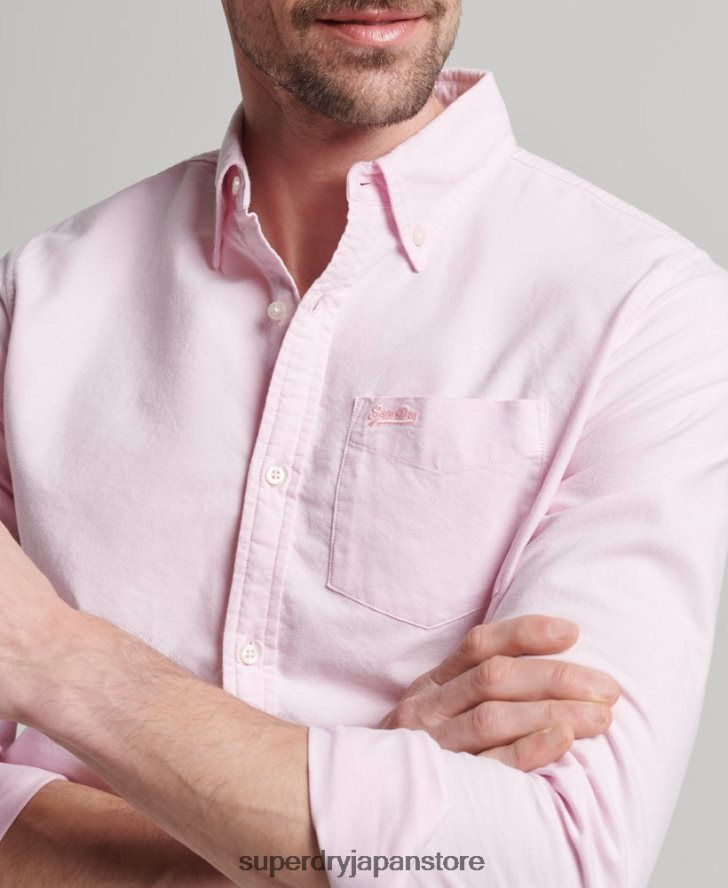 ウォッシュドオックスフォードシャツ 男性 Superdry 衣類 ピンク 2J62PZ126