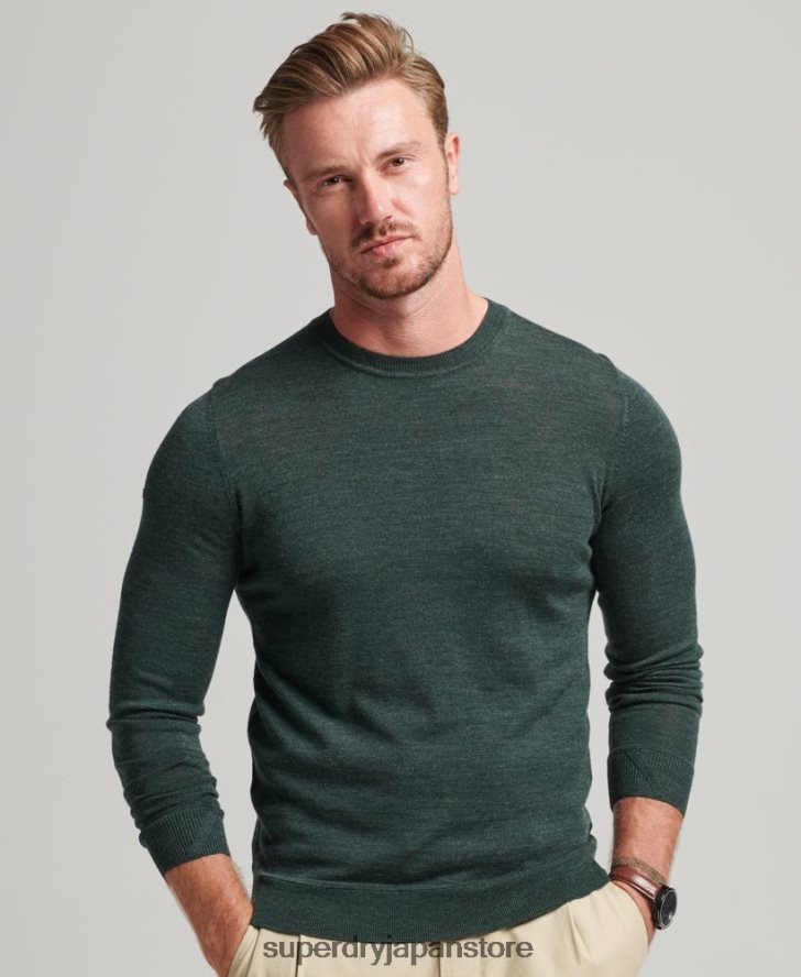 メリノクルーネックセーター 男性 Superdry 衣類 濃い灰色 2J62PZ1271