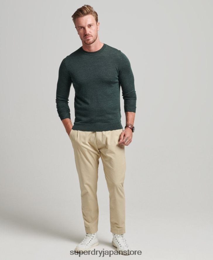 メリノクルーネックセーター 男性 Superdry 衣類 濃い灰色 2J62PZ1271