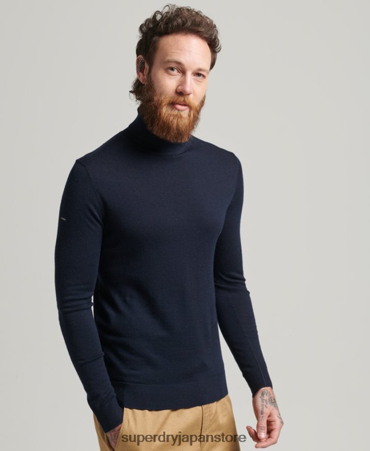 スタジオメリノロールネックセーター 男性 Superdry 衣類 海軍 2J62PZ1274
