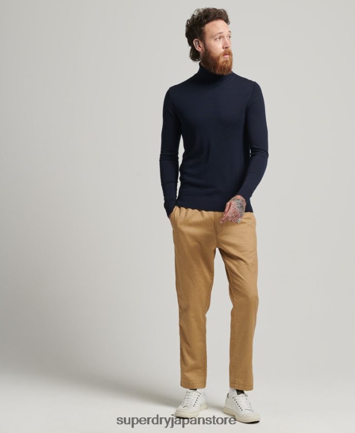 スタジオメリノロールネックセーター 男性 Superdry 衣類 海軍 2J62PZ1274