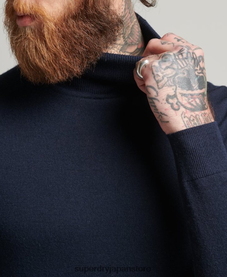 スタジオメリノロールネックセーター 男性 Superdry 衣類 海軍 2J62PZ1274