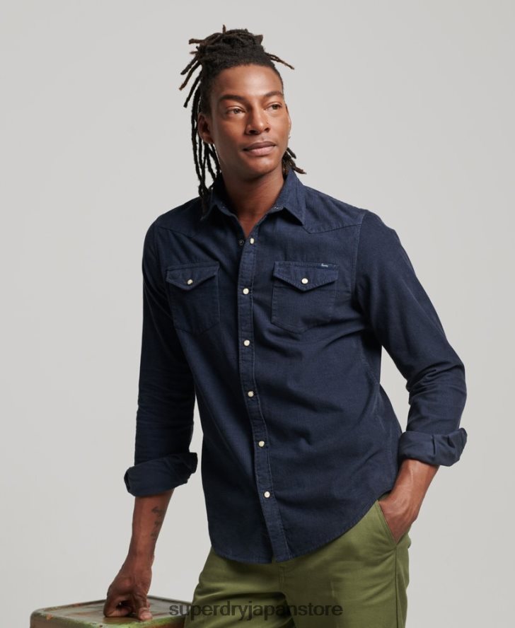 ヴィンテージコードウエスタンシャツ 男性 Superdry 衣類 海軍 2J62PZ128