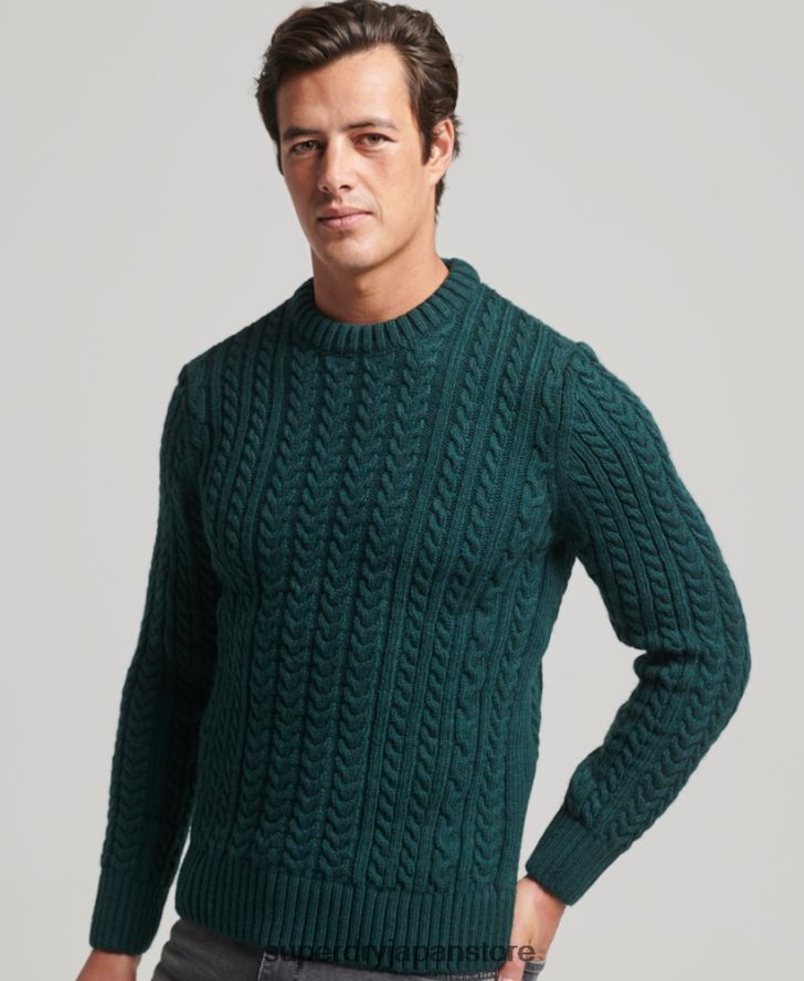 ジェイコブ クルージャンパー 男性 Superdry 衣類 緑 2J62PZ1280