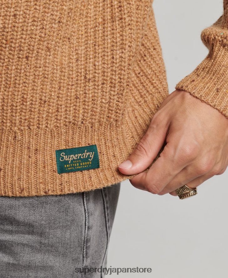 ウールブレンドツイード モックネックセーター 男性 Superdry 衣類 茶色 2J62PZ1281