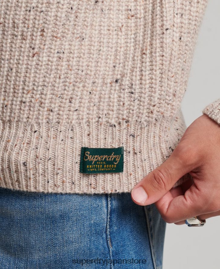 ウールブレンドツイード モックネックセーター 男性 Superdry 衣類 ベージュ 2J62PZ1285