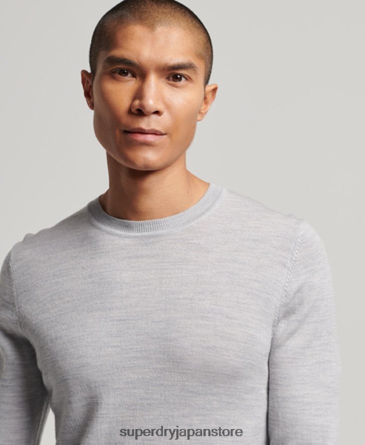メリノクルーネックセーター 男性 Superdry 衣類 ライトグレー 2J62PZ1287