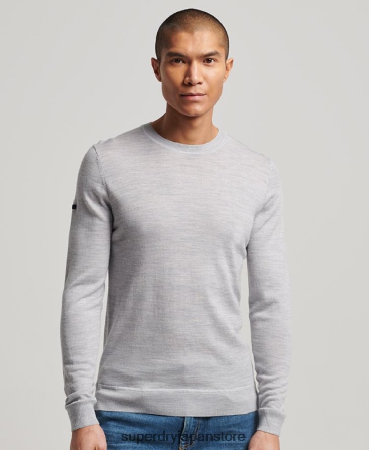 メリノクルーネックセーター 男性 Superdry 衣類 ライトグレー 2J62PZ1287