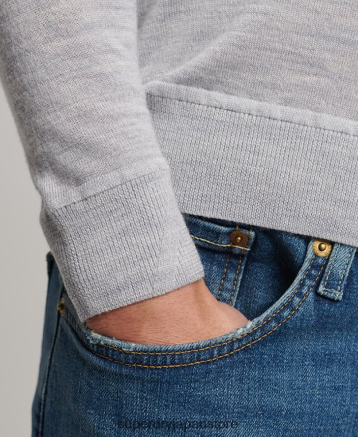 メリノクルーネックセーター 男性 Superdry 衣類 ライトグレー 2J62PZ1287
