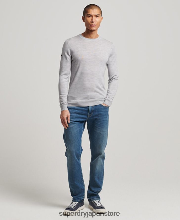 メリノクルーネックセーター 男性 Superdry 衣類 ライトグレー 2J62PZ1287