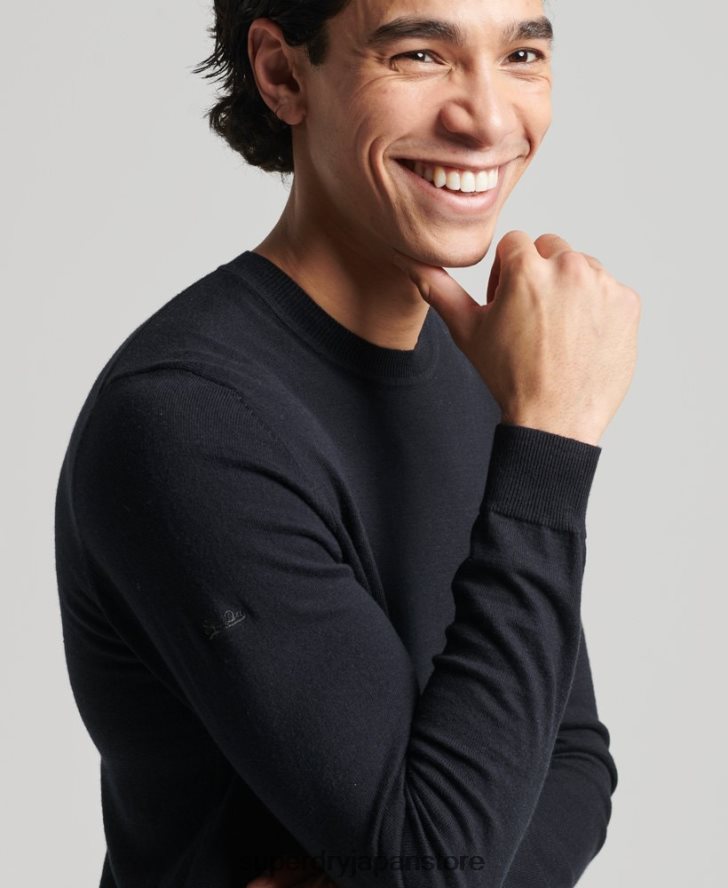 オーガニックコットン カシミア クルージャンパー 男性 Superdry 衣類 黒 2J62PZ1288