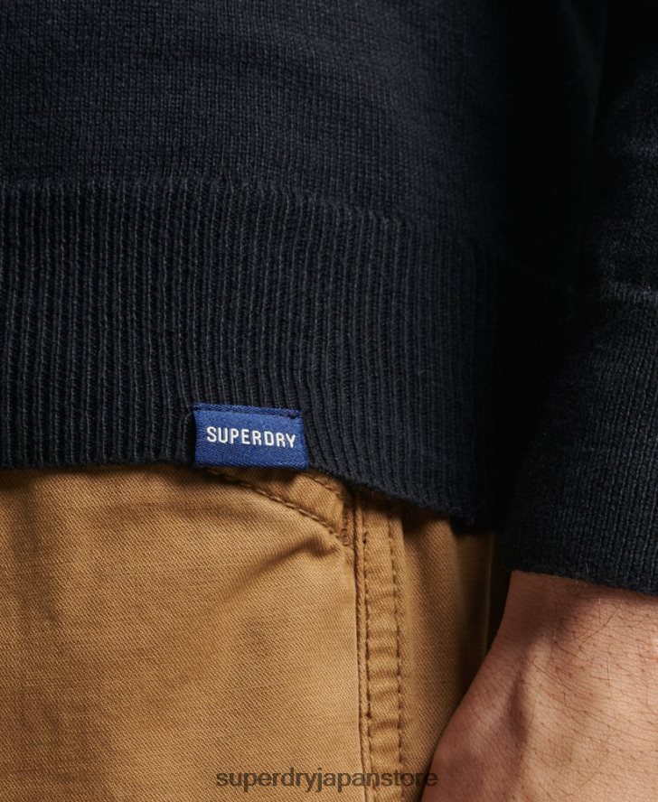 オーガニックコットン カシミア クルージャンパー 男性 Superdry 衣類 黒 2J62PZ1288
