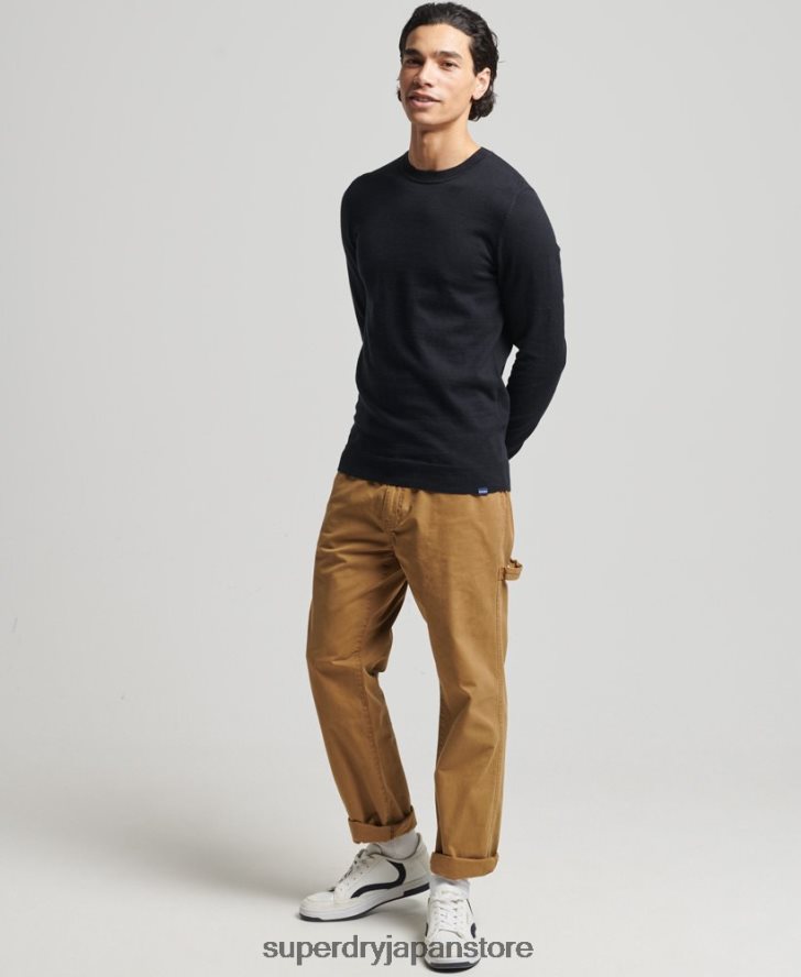 オーガニックコットン カシミア クルージャンパー 男性 Superdry 衣類 黒 2J62PZ1288