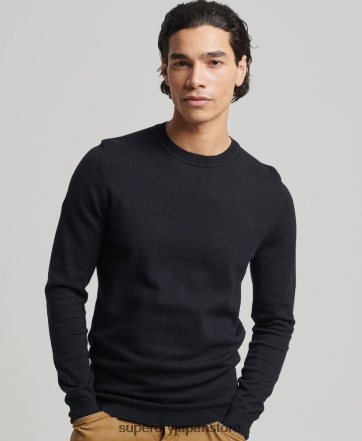 オーガニックコットン カシミア クルージャンパー 男性 Superdry 衣類 黒 2J62PZ1288