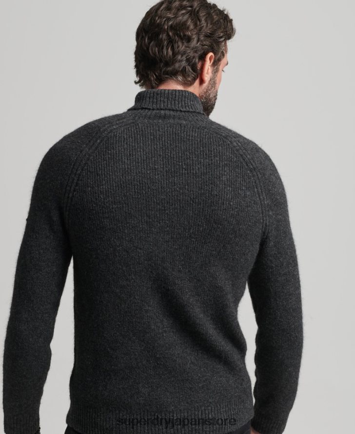 アルパカチャンキーロールネックセーター 男性 Superdry 衣類 濃い灰色 2J62PZ1289