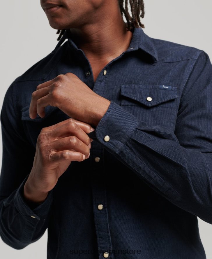 ヴィンテージコードウエスタンシャツ 男性 Superdry 衣類 海軍 2J62PZ128