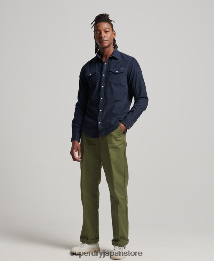 ヴィンテージコードウエスタンシャツ 男性 Superdry 衣類 海軍 2J62PZ128