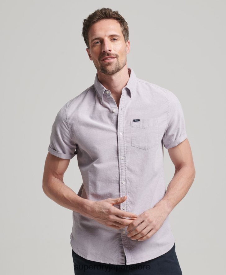オックスフォード半袖シャツ 男性 Superdry 衣類 紫 2J62PZ129