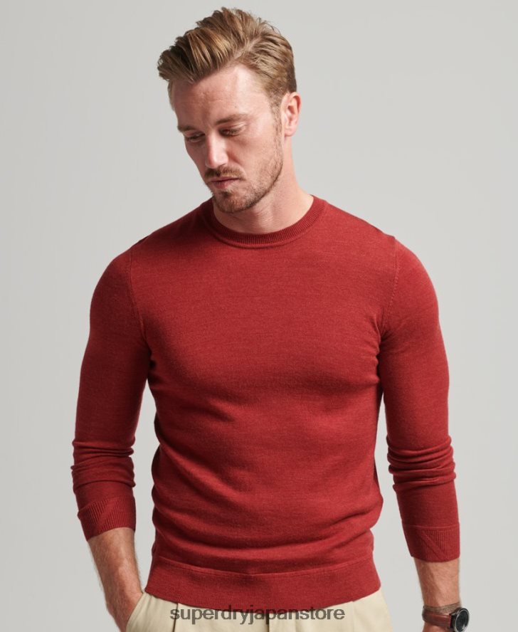 メリノクルーネックセーター 男性 Superdry 衣類 赤 2J62PZ1290