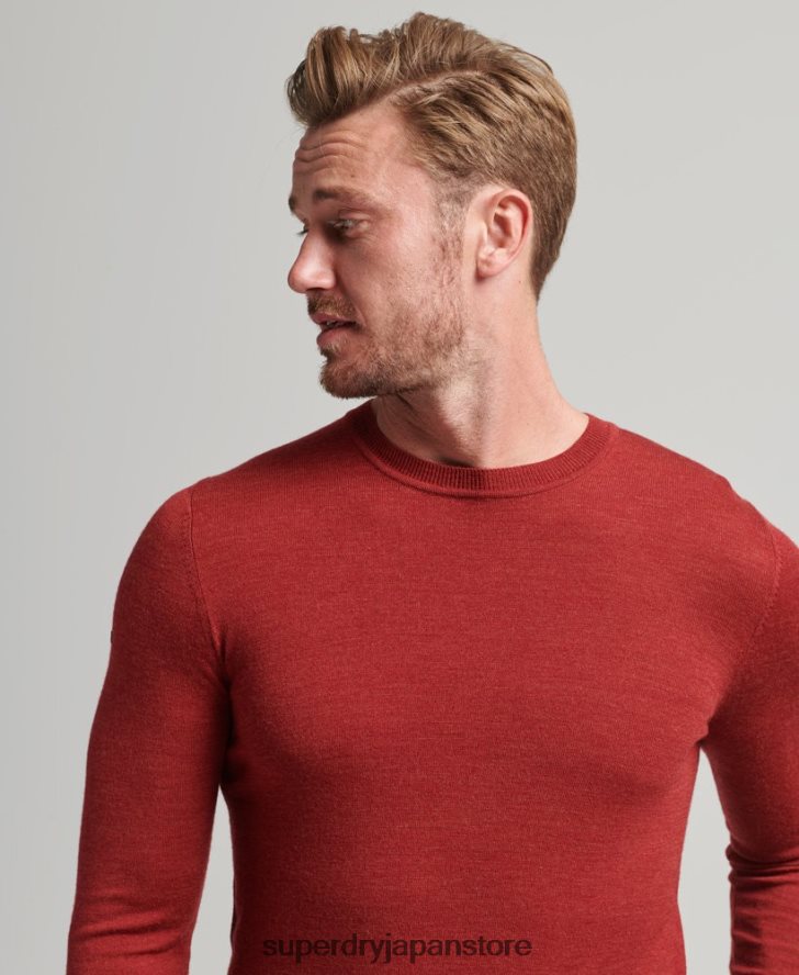 メリノクルーネックセーター 男性 Superdry 衣類 赤 2J62PZ1290