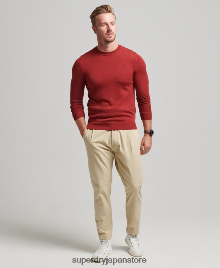 メリノクルーネックセーター 男性 Superdry 衣類 赤 2J62PZ1290