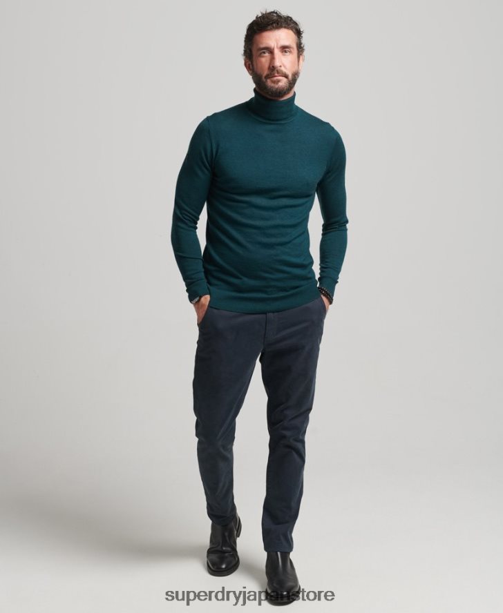 メリノロールネックセーター 男性 Superdry 衣類 緑 2J62PZ1291