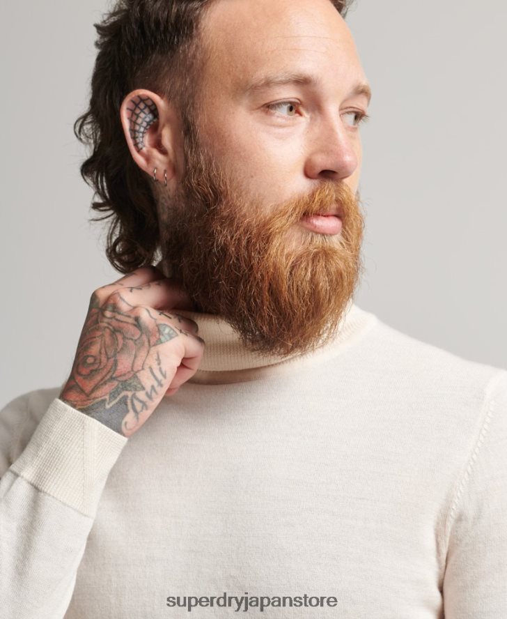 メリノロールネックセーター 男性 Superdry 衣類 クリーム 2J62PZ1292