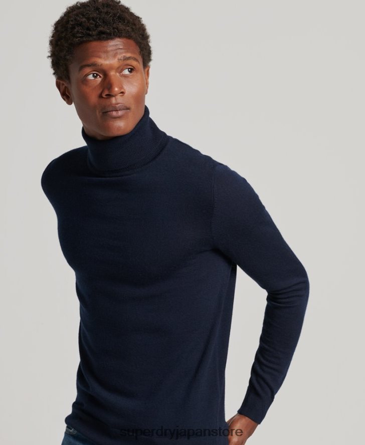 メリノロールネックセーター 男性 Superdry 衣類 海軍 2J62PZ1297