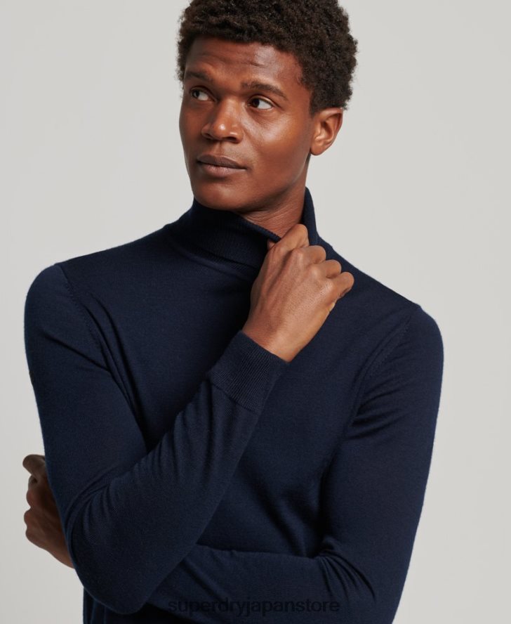メリノロールネックセーター 男性 Superdry 衣類 海軍 2J62PZ1297