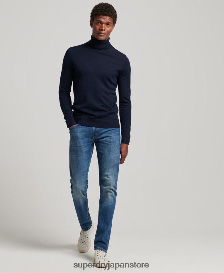 メリノロールネックセーター 男性 Superdry 衣類 海軍 2J62PZ1297