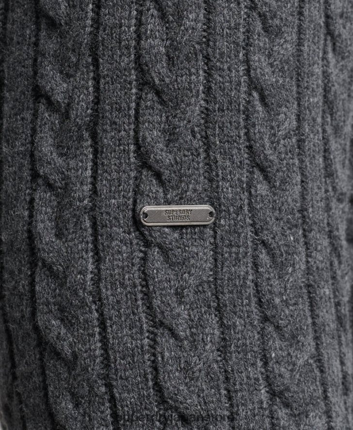 ケーブルロールネックセーター 男性 Superdry 衣類 濃い灰色 2J62PZ1299