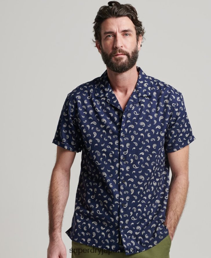 オープンカラーシャツ 男性 Superdry 衣類 海軍 2J62PZ130