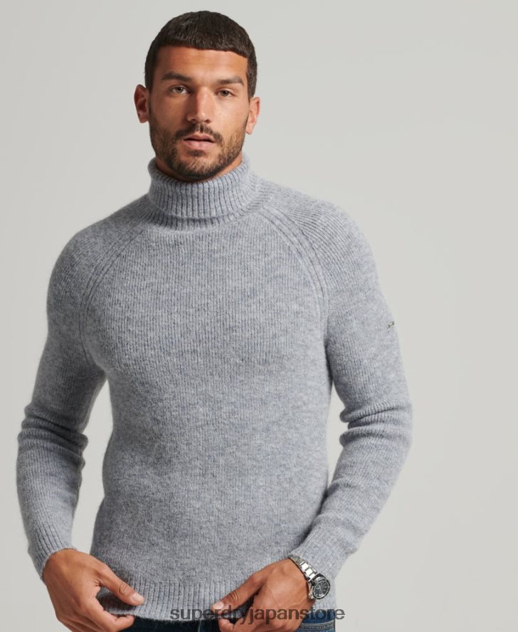 アルパカチャンキーロールネックセーター 男性 Superdry 衣類 グレー 2J62PZ1301
