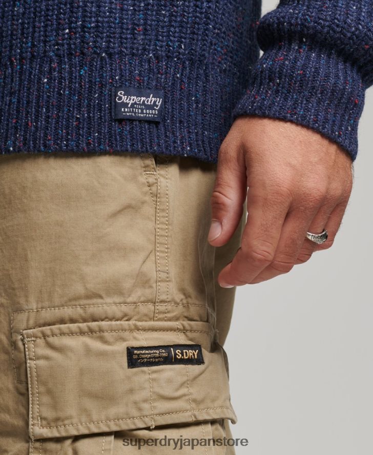 ウールブレンドツイード モックネックセーター 男性 Superdry 衣類 海軍 2J62PZ1302