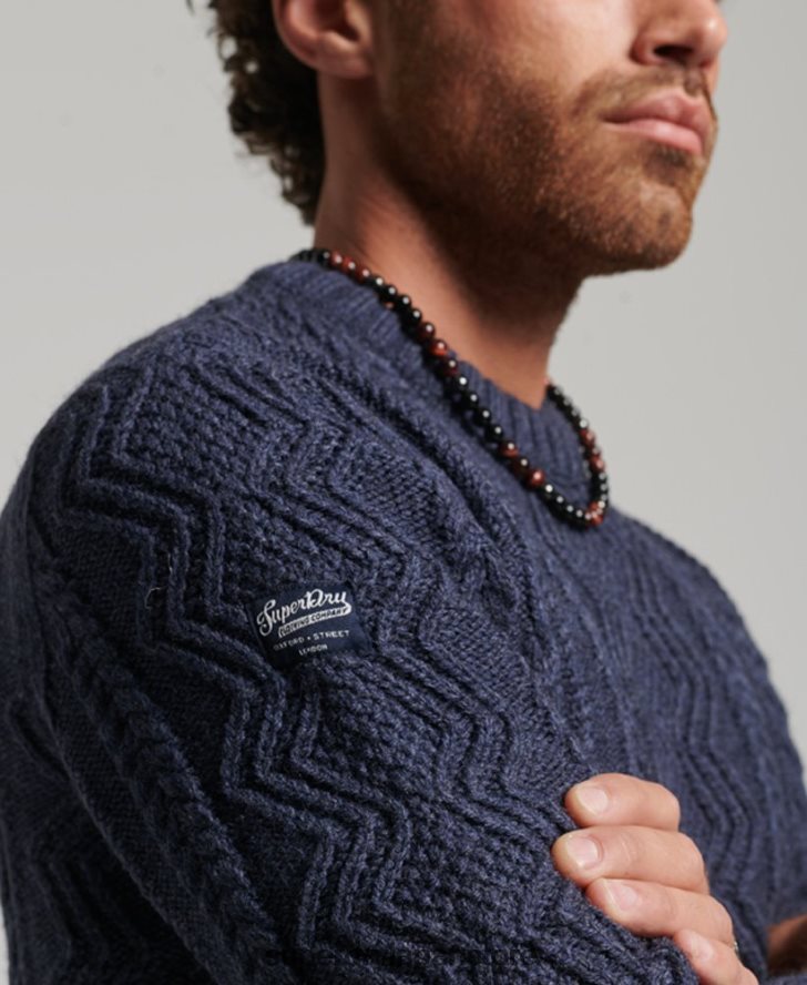 ジェイコブ クルージャンパー 男性 Superdry 衣類 海軍 2J62PZ1303