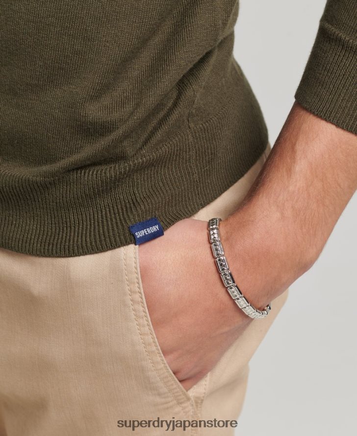 オーガニックコットン カシミア クルージャンパー 男性 Superdry 衣類 緑 2J62PZ1307
