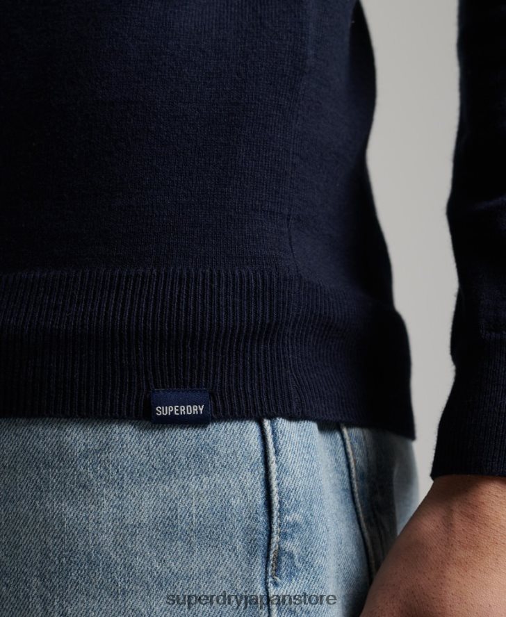 オーガニックコットン カシミア クルージャンパー 男性 Superdry 衣類 海軍 2J62PZ1309