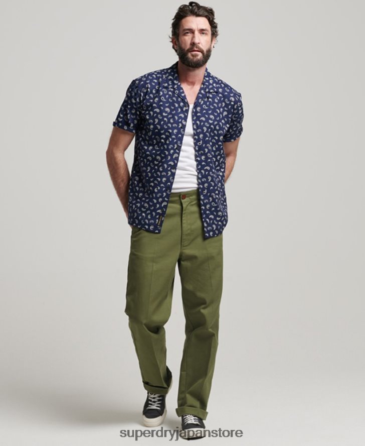 オープンカラーシャツ 男性 Superdry 衣類 海軍 2J62PZ130