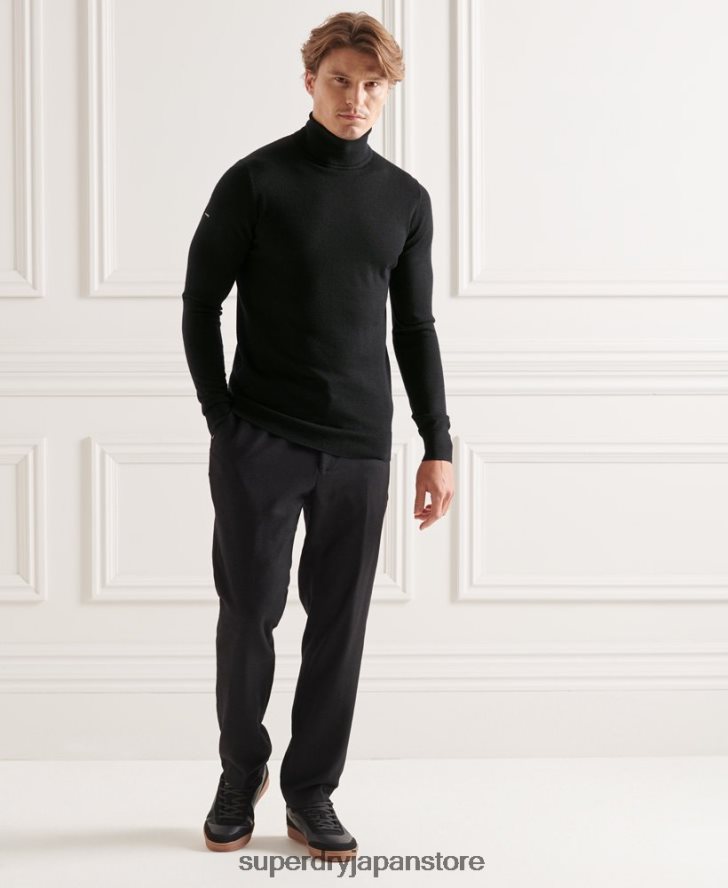 スタジオメリノロールネックセーター 男性 Superdry 衣類 黒 2J62PZ1311