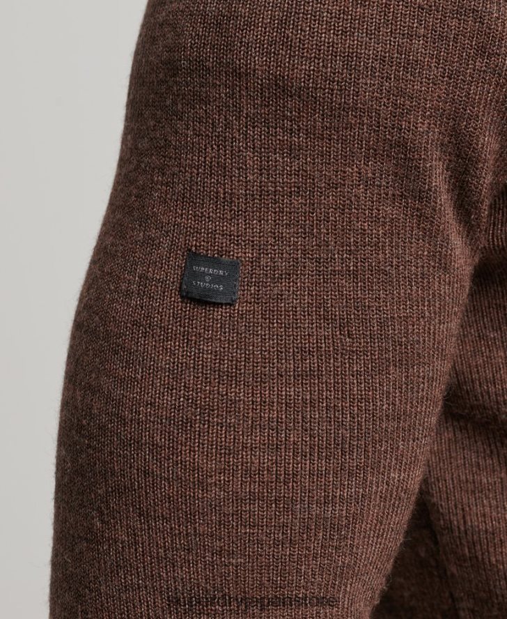メリノハーフジップジャンパー 男性 Superdry 衣類 茶色 2J62PZ1316