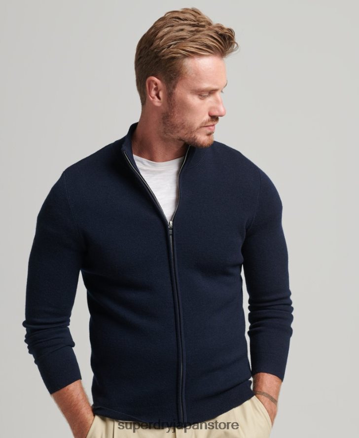 メリノジップスルーニットカーディガン 男性 Superdry 衣類 海軍 2J62PZ1317