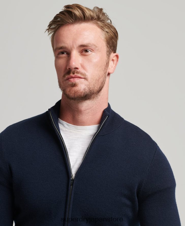 メリノジップスルーニットカーディガン 男性 Superdry 衣類 海軍 2J62PZ1317